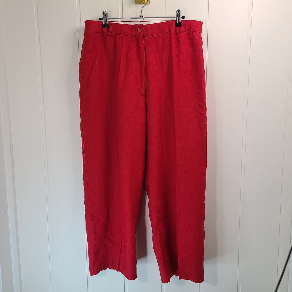 Jillian Jones Red Linen Wide Leg Crop Vintage
